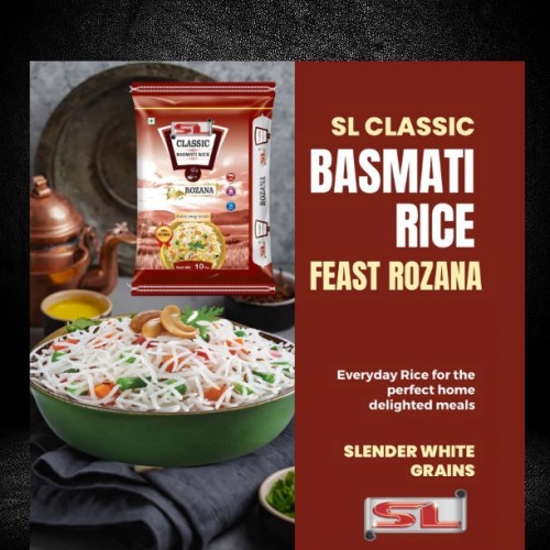 SL Classic FEAST ROZANA Basmati R ice | Long Whole Rice Grains | Premium Aromatic Rice | Perfectly Aged |100% Natural | Biryani Pulao Rice Chawal For Daily Cooking | 10kg Maroon Pack