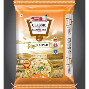 SL Classic 5 STAR Basmati Rice | Rich and Aromatic | Perfectly Aged | 100% Natural | Biryani Pulao Rice Chawal For Daily Cooking | 10kg Orange Pack