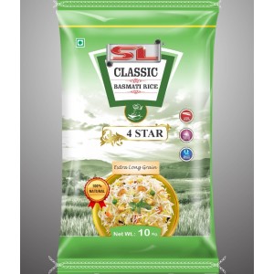 SL Classic 4 STAR Basmati Rice | 100% Natural | Aged & Aromatic | Affordable Basmati Rice | Biryani Pulao Rice Chawal For Daily Cooking | 10kg Green Pack