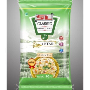 SL Classic 4 STAR Basmati Rice | 100% Natural | Aged & Aromatic | Affordable Basmati Rice | Biryani Pulao Rice Chawal For Daily Cooking | 10kg Green Pack