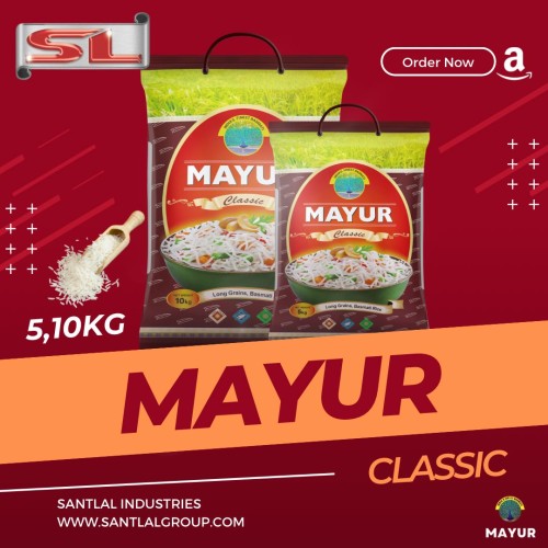 Mayur CLASSIC 10 Kg Basmati Rice|PESTICIDE FREE |Long Whole Grain Rice|Premium,Aromatic Rice|Naturally Aged Rice|Brown Pack
