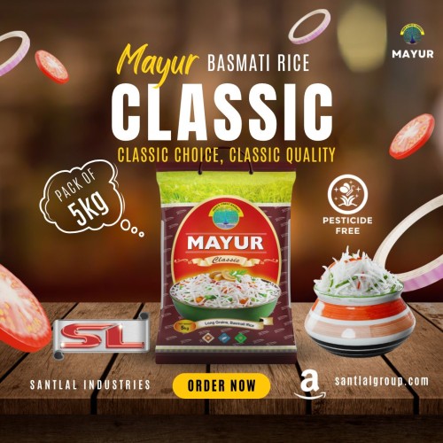 Mayur CLASSIC 5 kg Basmati Rice|PESTICIDE FREE|Long Whole Grain Rice|Premium,Aromatic Rice|Naturally Aged Rice|Brown Pack