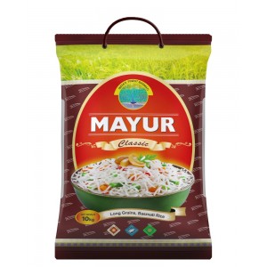 Mayur CLASSIC 10 Kg Basmati Rice|PESTICIDE FREE |Long Whole Grain Rice|Premium,Aromatic Rice|Naturally Aged Rice|Brown Pack